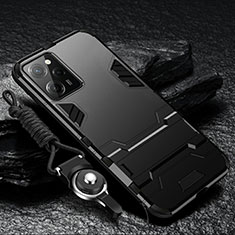Silikon Hülle Handyhülle und Kunststoff Schutzhülle Hartschalen Tasche mit Ständer R01 für Xiaomi Poco X5 Pro 5G Schwarz