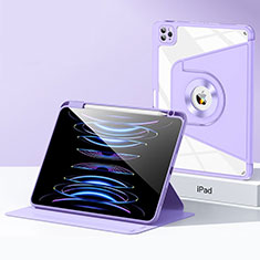 Silikon Hülle Handyhülle und Kunststoff Schutzhülle Hartschalen Tasche mit Ständer S01 für Apple iPad Pro 12.9 (2020) Violett