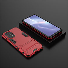 Silikon Hülle Handyhülle und Kunststoff Schutzhülle Hartschalen Tasche mit Ständer T02 für Oppo A95 5G Rot