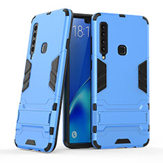Silikon Hülle Handyhülle und Kunststoff Schutzhülle Hartschalen Tasche mit Ständer T03 für Samsung Galaxy A9 (2018) A920 Hellblau