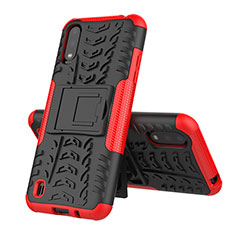 Silikon Hülle Handyhülle und Kunststoff Schutzhülle Hartschalen Tasche mit Ständer T04 für Samsung Galaxy A01 SM-A015 Rot