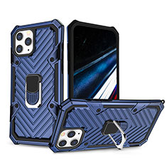 Silikon Hülle Handyhülle und Kunststoff Schutzhülle Hartschalen Tasche mit Ständer YF1 für Apple iPhone 13 Pro Blau