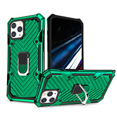 Silikon Hülle Handyhülle und Kunststoff Schutzhülle Hartschalen Tasche mit Ständer YF1 für Apple iPhone 13 Pro Grün