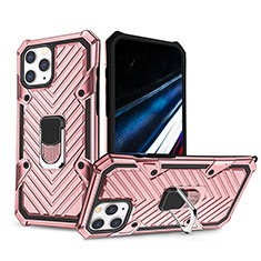Silikon Hülle Handyhülle und Kunststoff Schutzhülle Hartschalen Tasche mit Ständer YF1 für Apple iPhone 13 Pro Pink