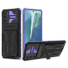 Silikon Hülle Handyhülle und Kunststoff Schutzhülle Hartschalen Tasche mit Ständer YF1 für Samsung Galaxy Note 20 5G Violett