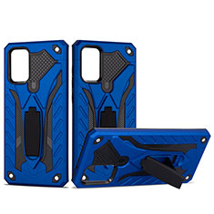 Silikon Hülle Handyhülle und Kunststoff Schutzhülle Hartschalen Tasche mit Ständer YF1 für Samsung Galaxy S20 5G Blau