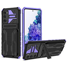 Silikon Hülle Handyhülle und Kunststoff Schutzhülle Hartschalen Tasche mit Ständer YF1 für Samsung Galaxy S20 FE (2022) 5G Violett