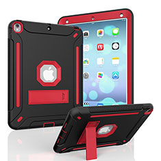 Silikon Hülle Handyhülle und Kunststoff Schutzhülle Hartschalen Tasche mit Ständer YJ1 für Apple iPad Air 3 Rot und Schwarz