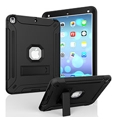 Silikon Hülle Handyhülle und Kunststoff Schutzhülle Hartschalen Tasche mit Ständer YJ1 für Apple iPad Air 3 Schwarz