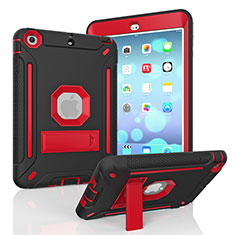 Silikon Hülle Handyhülle und Kunststoff Schutzhülle Hartschalen Tasche mit Ständer YJ1 für Apple iPad Mini 2 Rot und Schwarz