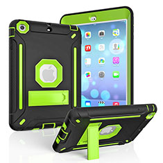 Silikon Hülle Handyhülle und Kunststoff Schutzhülle Hartschalen Tasche mit Ständer YJ1 für Apple iPad Mini 3 Grün