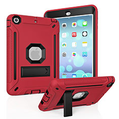Silikon Hülle Handyhülle und Kunststoff Schutzhülle Hartschalen Tasche mit Ständer YJ1 für Apple iPad Mini 3 Rot