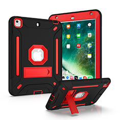 Silikon Hülle Handyhülle und Kunststoff Schutzhülle Hartschalen Tasche mit Ständer YJ1 für Apple iPad Mini 4 Rot und Schwarz