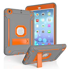 Silikon Hülle Handyhülle und Kunststoff Schutzhülle Hartschalen Tasche mit Ständer YJ1 für Apple iPad Mini Orange