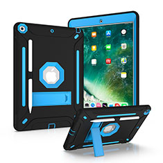Silikon Hülle Handyhülle und Kunststoff Schutzhülle Hartschalen Tasche mit Ständer YJ2 für Apple iPad 10.2 (2020) Blau und Schwarz