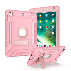 Silikon Hülle Handyhülle und Kunststoff Schutzhülle Hartschalen Tasche mit Ständer YJ2 für Apple iPad Mini 4 Rosa