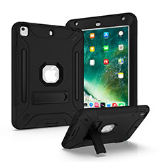 Silikon Hülle Handyhülle und Kunststoff Schutzhülle Hartschalen Tasche mit Ständer YJ2 für Apple iPad Mini 4 Schwarz