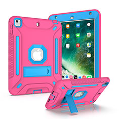 Silikon Hülle Handyhülle und Kunststoff Schutzhülle Hartschalen Tasche mit Ständer YJ2 für Apple iPad Mini 5 (2019) Pink