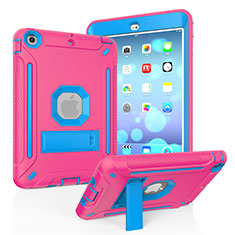 Silikon Hülle Handyhülle und Kunststoff Schutzhülle Hartschalen Tasche mit Ständer YJ2 für Apple iPad Mini Pink