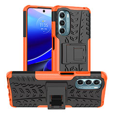 Silikon Hülle Handyhülle und Kunststoff Schutzhülle Hartschalen Tasche mit Ständer Z01 für Motorola Moto G Stylus (2022) 4G Orange