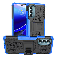 Silikon Hülle Handyhülle und Kunststoff Schutzhülle Hartschalen Tasche mit Ständer Z01 für Motorola Moto G Stylus (2022) 5G Blau