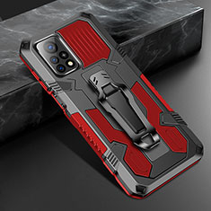 Silikon Hülle Handyhülle und Kunststoff Schutzhülle Hartschalen Tasche mit Ständer ZJ2 für Xiaomi Mi 10T 5G Rot