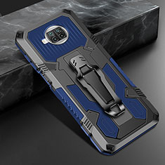 Silikon Hülle Handyhülle und Kunststoff Schutzhülle Hartschalen Tasche mit Ständer ZJ2 für Xiaomi Mi 10T Lite 5G Blau