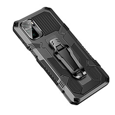 Silikon Hülle Handyhülle und Kunststoff Schutzhülle Hartschalen Tasche mit Ständer ZJ2 für Xiaomi Poco M5S Schwarz