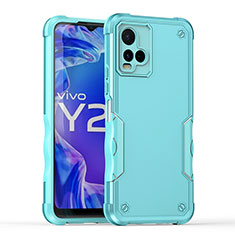 Silikon Hülle Handyhülle und Kunststoff Schutzhülle Hartschalen Tasche QW1 für Vivo Y21t Hellblau
