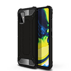Silikon Hülle Handyhülle und Kunststoff Schutzhülle Hartschalen Tasche U01 für Samsung Galaxy A71 4G A715 Schwarz
