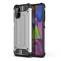 Silikon Hülle Handyhülle und Kunststoff Schutzhülle Hartschalen Tasche U01 für Samsung Galaxy M51 Silber