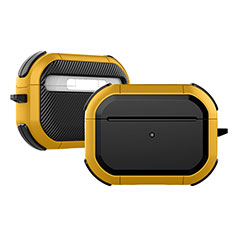 Silikon Hülle Handyhülle und Kunststoff Schutzhülle Hartschalen Tasche U03 für Apple AirPods Pro Gelb