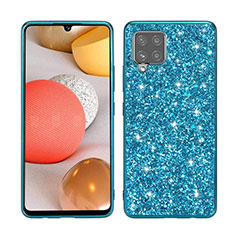 Silikon Hülle Handyhülle und Kunststoff Schutzhülle Hartschalen Tasche Vorder und Rückseite 360 Grad Ganzkörper Bling-Bling für Samsung Galaxy A42 5G Hellblau