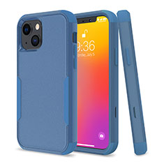 Silikon Hülle Handyhülle und Kunststoff Schutzhülle Hartschalen Tasche Vorder und Rückseite 360 Grad Ganzkörper für Apple iPhone 13 Blau