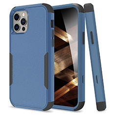 Silikon Hülle Handyhülle und Kunststoff Schutzhülle Hartschalen Tasche Vorder und Rückseite 360 Grad Ganzkörper für Apple iPhone 14 Pro Blau und Schwarz