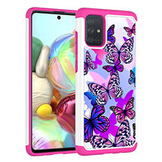 Silikon Hülle Handyhülle und Kunststoff Schutzhülle Hartschalen Tasche Vorder und Rückseite 360 Grad Ganzkörper JX1 für Samsung Galaxy A71 5G Pink