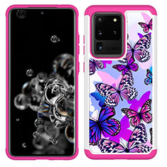 Silikon Hülle Handyhülle und Kunststoff Schutzhülle Hartschalen Tasche Vorder und Rückseite 360 Grad Ganzkörper JX1 für Samsung Galaxy S20 Ultra 5G Pink