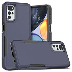 Silikon Hülle Handyhülle und Kunststoff Schutzhülle Hartschalen Tasche Vorder und Rückseite 360 Grad Ganzkörper MQ1 für Motorola Moto G22 Blau