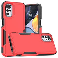 Silikon Hülle Handyhülle und Kunststoff Schutzhülle Hartschalen Tasche Vorder und Rückseite 360 Grad Ganzkörper MQ1 für Motorola Moto G22 Rot