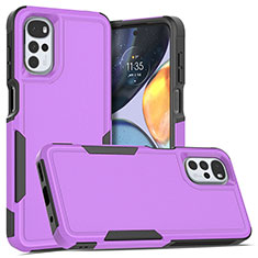 Silikon Hülle Handyhülle und Kunststoff Schutzhülle Hartschalen Tasche Vorder und Rückseite 360 Grad Ganzkörper MQ1 für Motorola Moto G22 Violett