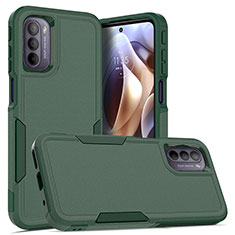 Silikon Hülle Handyhülle und Kunststoff Schutzhülle Hartschalen Tasche Vorder und Rückseite 360 Grad Ganzkörper MQ1 für Motorola Moto G31 Nachtgrün