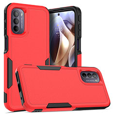 Silikon Hülle Handyhülle und Kunststoff Schutzhülle Hartschalen Tasche Vorder und Rückseite 360 Grad Ganzkörper MQ1 für Motorola Moto G41 Rot