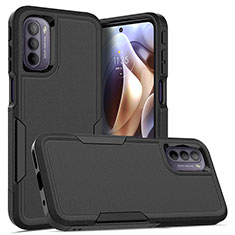 Silikon Hülle Handyhülle und Kunststoff Schutzhülle Hartschalen Tasche Vorder und Rückseite 360 Grad Ganzkörper MQ1 für Motorola Moto G41 Schwarz