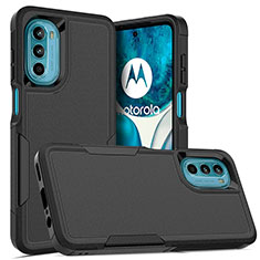 Silikon Hülle Handyhülle und Kunststoff Schutzhülle Hartschalen Tasche Vorder und Rückseite 360 Grad Ganzkörper MQ1 für Motorola MOTO G52 Schwarz