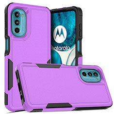 Silikon Hülle Handyhülle und Kunststoff Schutzhülle Hartschalen Tasche Vorder und Rückseite 360 Grad Ganzkörper MQ1 für Motorola MOTO G52 Violett