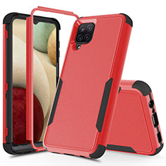 Silikon Hülle Handyhülle und Kunststoff Schutzhülle Hartschalen Tasche Vorder und Rückseite 360 Grad Ganzkörper MQ1 für Samsung Galaxy A12 Nacho Rot