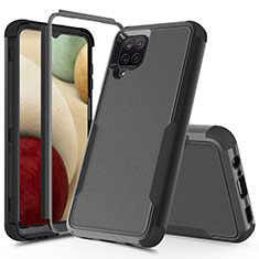 Silikon Hülle Handyhülle und Kunststoff Schutzhülle Hartschalen Tasche Vorder und Rückseite 360 Grad Ganzkörper MQ1 für Samsung Galaxy A12 Nacho Schwarz