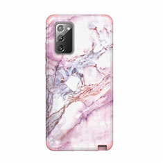 Silikon Hülle Handyhülle und Kunststoff Schutzhülle Hartschalen Tasche Vorder und Rückseite 360 Grad Ganzkörper N02 für Samsung Galaxy Note 20 5G Rosa