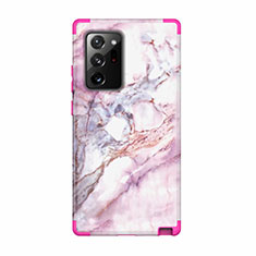Silikon Hülle Handyhülle und Kunststoff Schutzhülle Hartschalen Tasche Vorder und Rückseite 360 Grad Ganzkörper N02 für Samsung Galaxy Note 20 Ultra 5G Pink