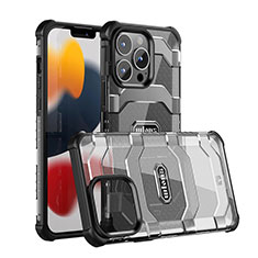 Silikon Hülle Handyhülle und Kunststoff Schutzhülle Hartschalen Tasche Vorder und Rückseite 360 Grad Ganzkörper U03 für Apple iPhone 13 Pro Max Schwarz